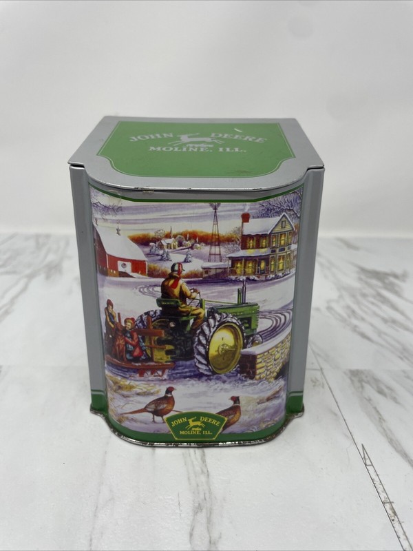 John Deere Holiday Winter Scene Tin Hinged Lid ©2006 E. C. Schaefer Moline IL.