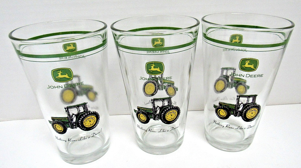 VINTAGE SET OF THREE (3) JOHN DEERE 16 OZ. EVERYDAY TUMBLER/ GLASSES BY GIBSON
