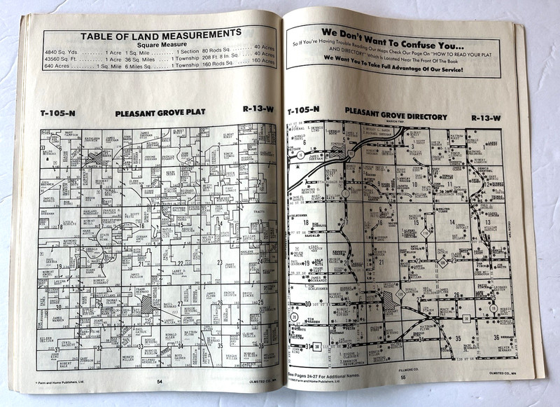 Olmsted County MN Farm & Home Plat Directory Vintage 1995 Rochester Marion Dover gallery