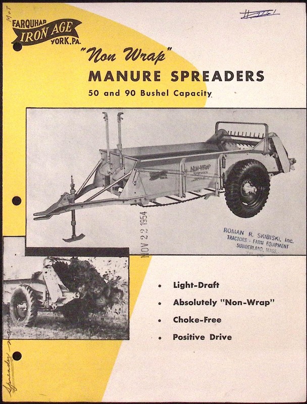 Non Warp Manure Spreaders 50 & 90 Bushel Capacity Brochure Farquhar Iron Age