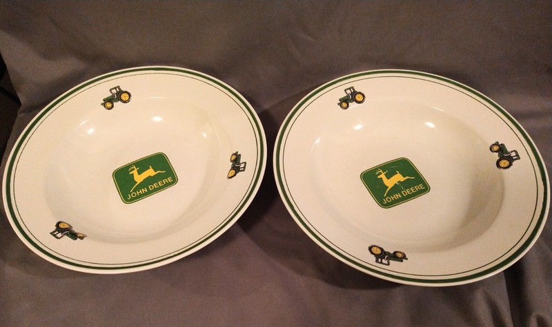 Set Of (2) John Deere Soup Salad Bowls Pasta Plate 9″ Gibson Vintage