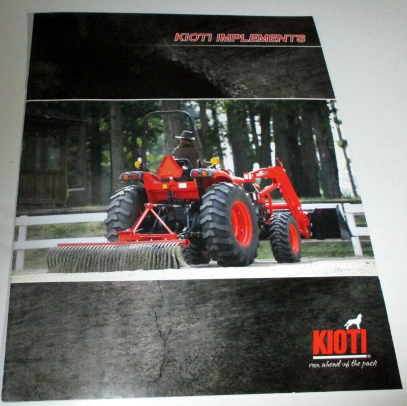 Kioti Tractor Implements Sales Brochure Plow Mower Rake Disc Spreader && 11/12