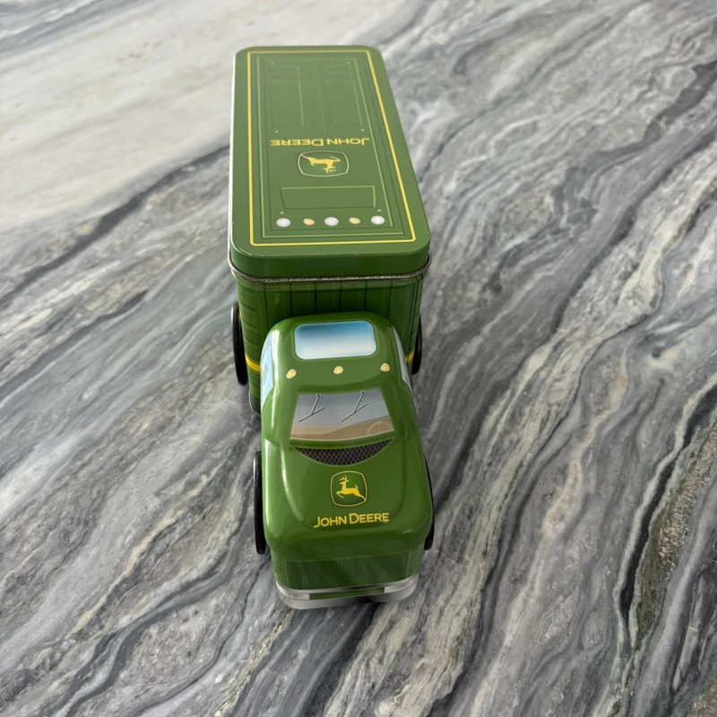 John Deere Truck Tractor 2-Compartment Tin Box Container Collectible Toy gallery