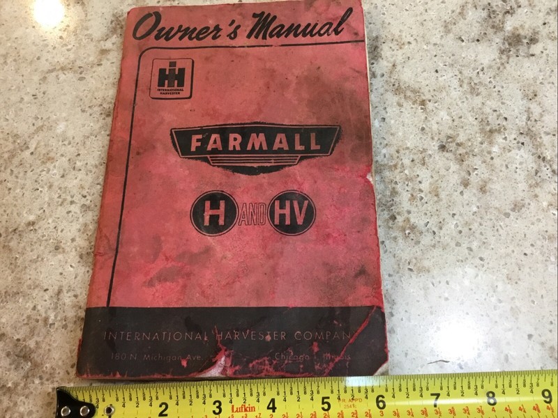 Vintage Advertising International Harvester Owners Manual Farmall IH H And HV