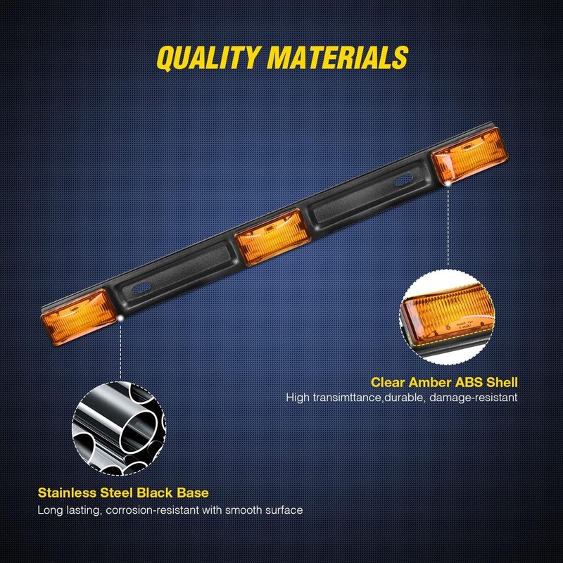 9 LED Marker Tail Trailer Light Bar 14.2Inch 1PC Amber Clearance Identification gallery