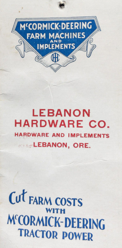 McCormick Deering Farm Machine and Implements Notebook 1934 35 Lebanon Hardware