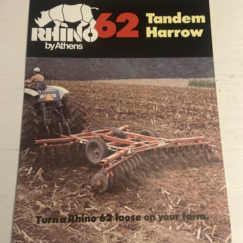 Rhino 62 By Athens Tandem Harrow Agriculture Vintage Brochure