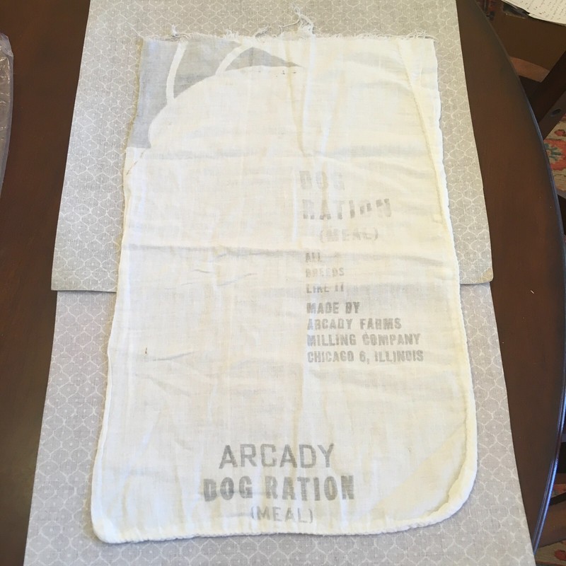 Vintage ARCADY Dog Food Cloth Feed Bag Chicago Illinois, 11 1/2″ x 19″, VGUC!