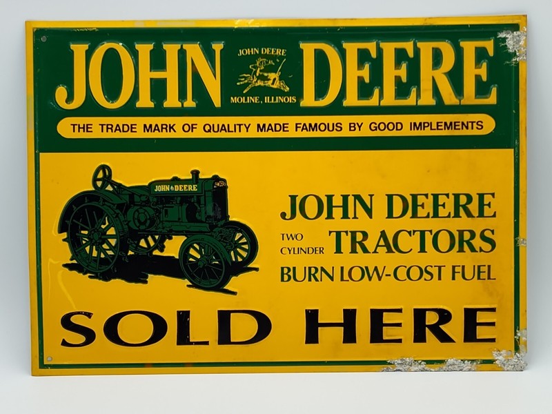 ✅🚜John Deere SOLD HERE SIGN Quality Farm 15″x11″ Metal Tractor Barn 👀📸SEE📏📸