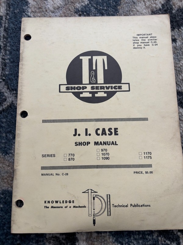 Case 770 870 970 1070 1090 1170 1175 Tractor I&T Shop Repair Manual DCPA26