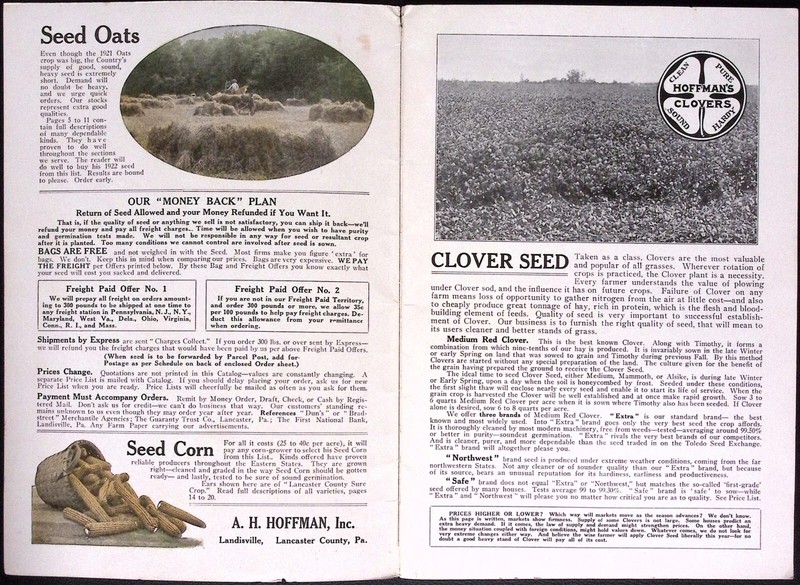 1922 Hoffman's Farm Seeds Spring 1927 Catalog A.H. Hoffman Landisville PA gallery