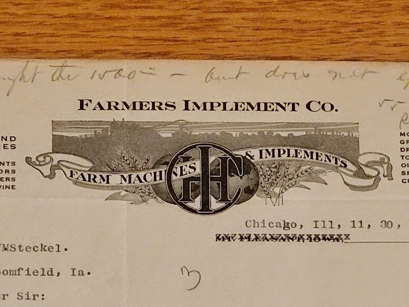 2x 1918 International Harvester Farm Machines and Implements Letterhead gallery