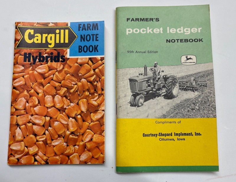 1960 Vintage John Deere Farmer’s Pocket Ledger & Cargill Hybrids Farm Note Book