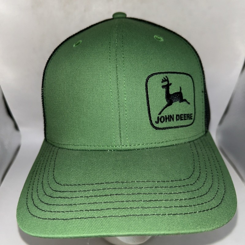 JOHN DEERE • Snapback Adjustable Mesh Baseball Hat Cap Green Black Old Logo NWOT