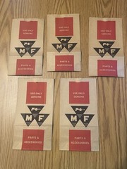 NOS Massey Ferguson Unused Paper Parts Bag Set Of 5 1950s-70s Farm Tractor