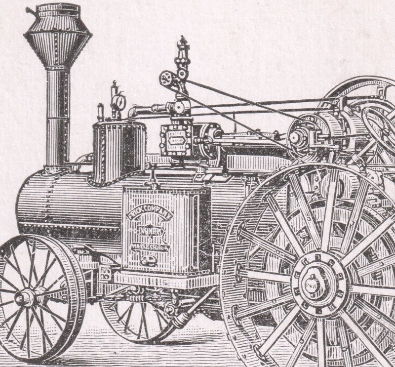 Antique Frick Tractor Steam Traction Engine Myers Grain Thresher Farm Trade Card gallery