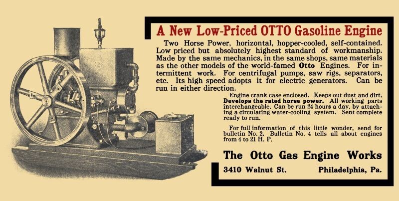 1912 Style Otto Gas Engine Works 2hp Gasoline Model NEW Sign: 16×48″ USA STEEL