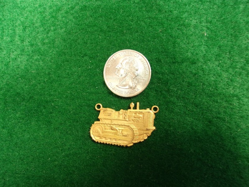 SUPER RARE VTG ANTIQUE BRASS POCKET WATCH FOB – ALLIS CHALMERS “HD 5” BULLDOZER