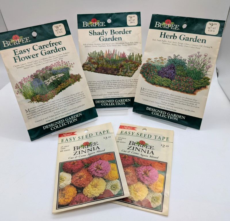 Lot of 5 Vintage Burpee Full Sealed Seed Packets 1995 1996 Season Unopened