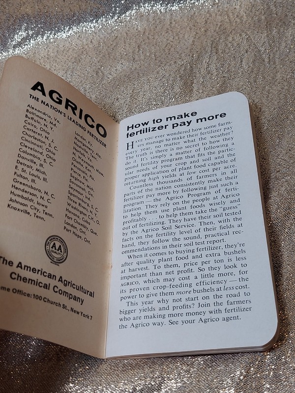 Vintage AGRICO Fertilizer Advertising Notebook Pocket Memo Book Farming gallery