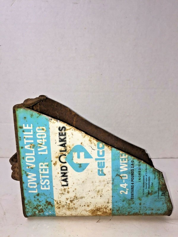 Vintage Land O Lakes Felco 2,4-D Can Folk Art Recycled Metal Scoop Repurposed