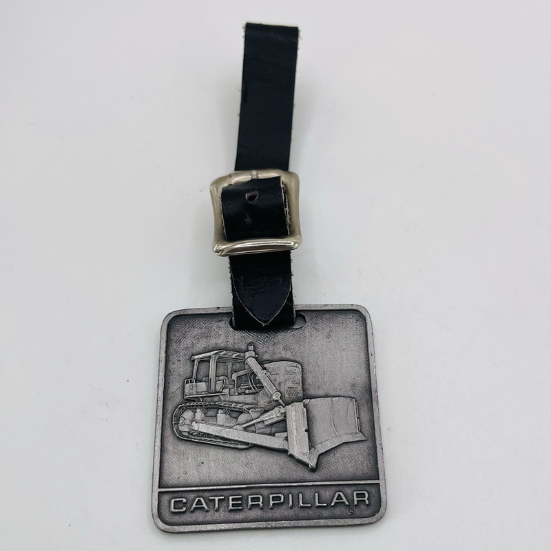 ~ Vintage Caterpillar Crawler Bulldozer Tractor Pocket Watch Fob / Leather Strap gallery
