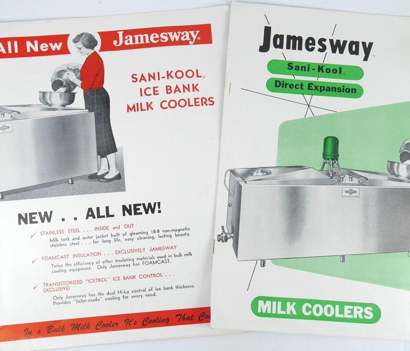 Lot of 2 Vintage Jamesway Milk Cooler Sani-Kool Dairy Farm Brochure Advertising