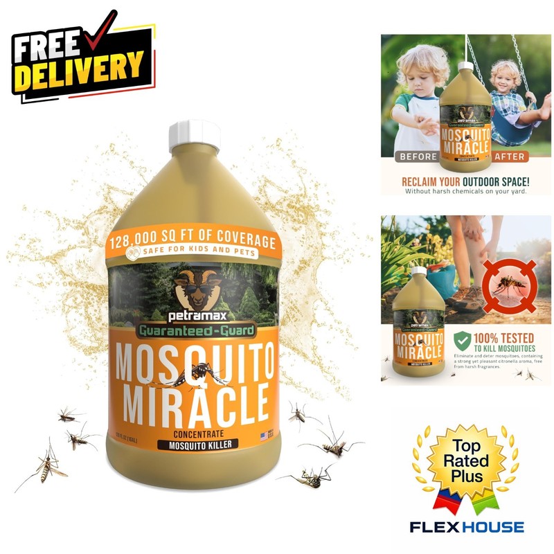 Large Coverage Pet Safe Mosquito Treatment – 1 Gal Concentrate for Outdoor Fun