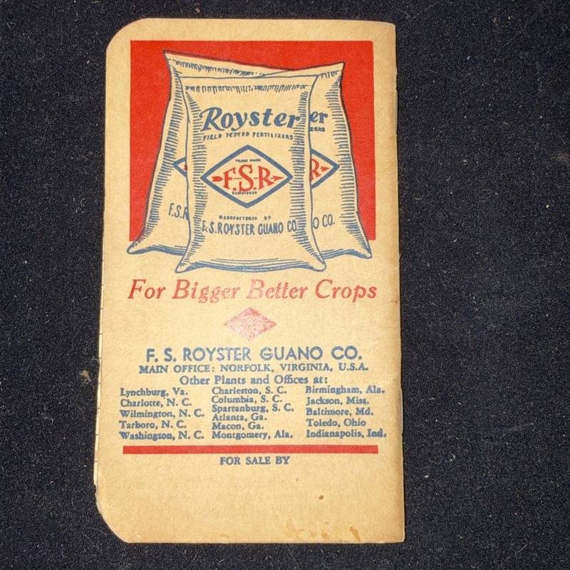 1946 F.S. Royster Guano Company Calendar Note Pad gallery