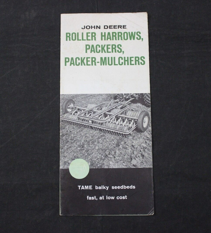 VTG 1961 JOHN DEERE ROLLER HARROWS, PACKERS, PACKER-MULCHERS FOLD-OUT BROCHURE