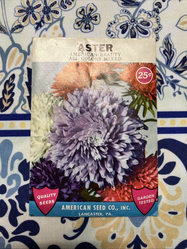 Vintage American Seed Company Aster American Beauty Seed Package