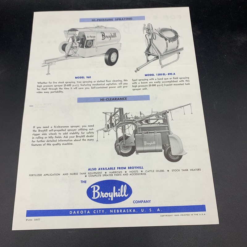 Lot of 3 Broyhill Company Farm Equipment Sales Brochures-Dakota City Nebraska gallery