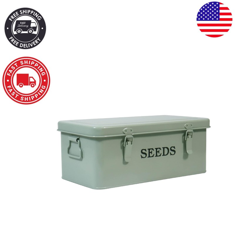 Metal Seed Storage Box with 4 Compartments and Safety Locks – Green