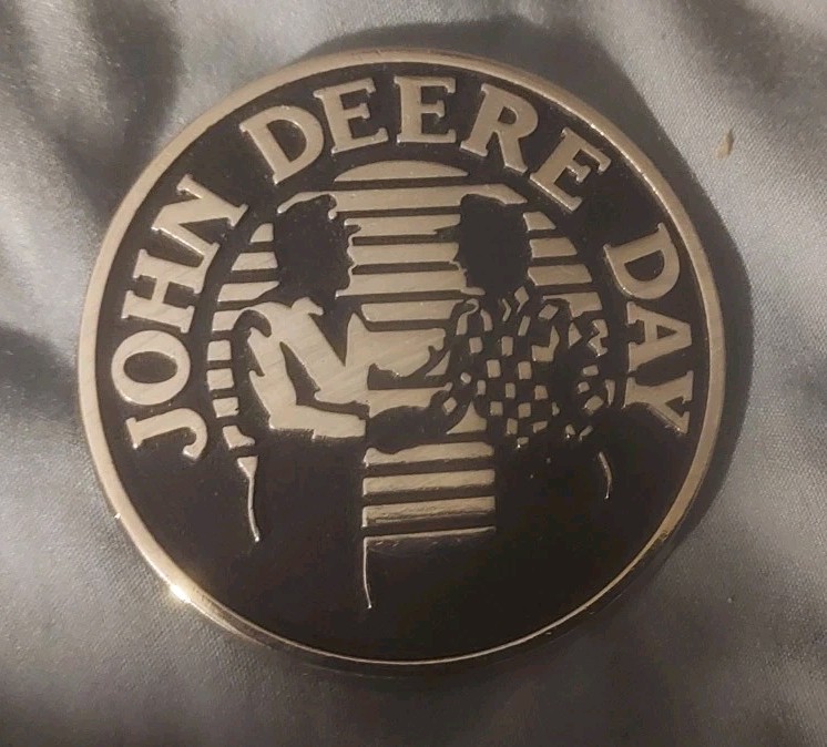 John Deere Day Belt Buckle Silver Black Round 1990