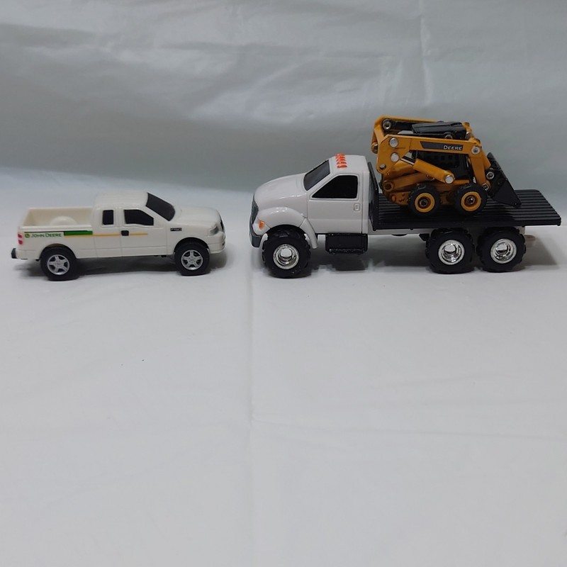 John Deere ERTL Diecast Pickup Truck Flatbed & Skid Steer Loader Lot 2007