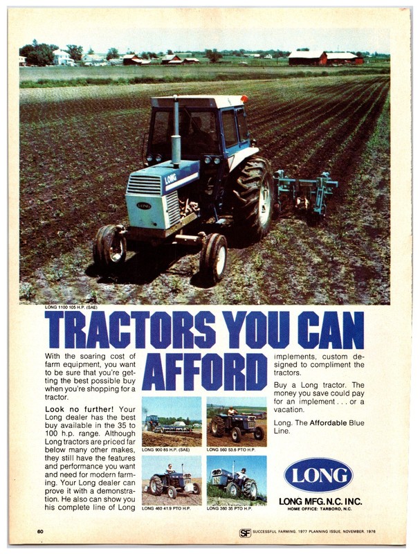 Vintage 1976 Long Tractors – Original Print Ad (8in x 11in) Advertisement