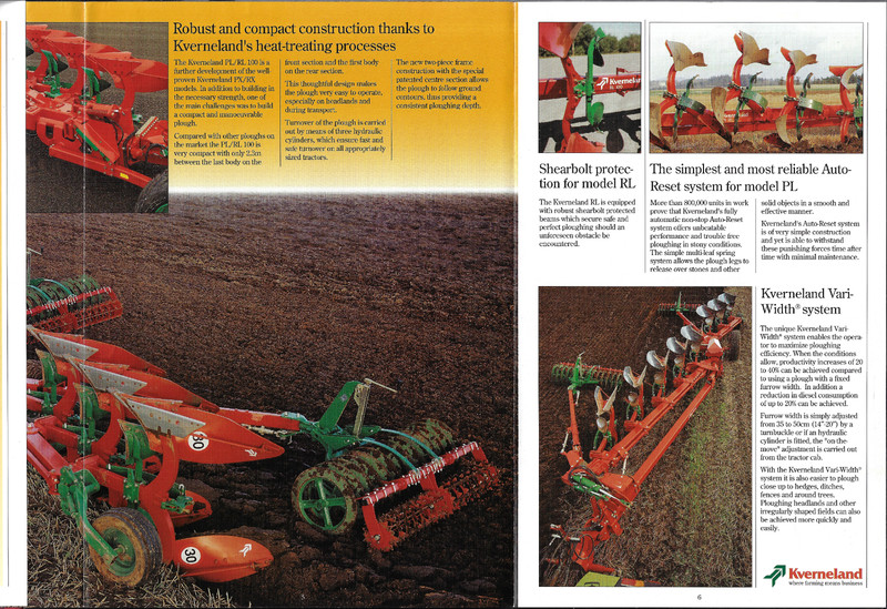 KVERNELAND PL/RL 100 SEMI-MOUNTED REVERSIBLE PLOUGH 8 PAGE FOLDOUT BROCHURE gallery