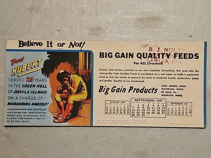 Ripley’s Believe it or Not Calendar Blotter Big Gain Quality Feeds West Union IA