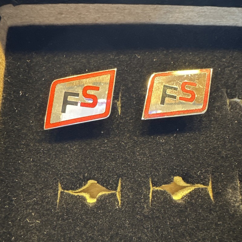 FS system brand cuff links silver color