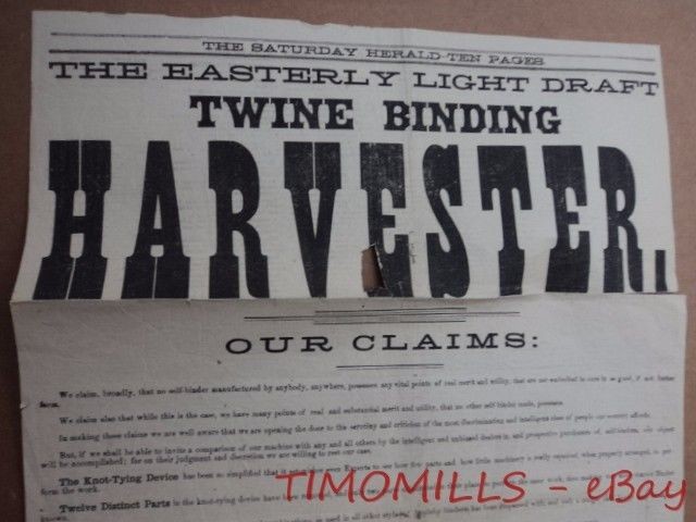 1882 Wm. Gilkeson Hapgood Plow Easterly Binder Advertising Newspaper Decatur IL gallery