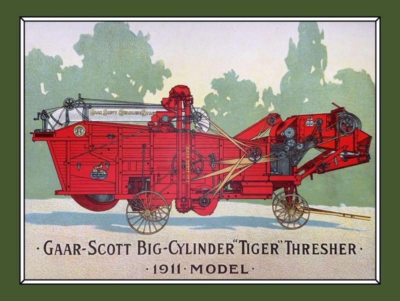 1911 Gaar Scott TIGER Thresher – Richmond IN New Metal Sign: 12×16″ Ships Free