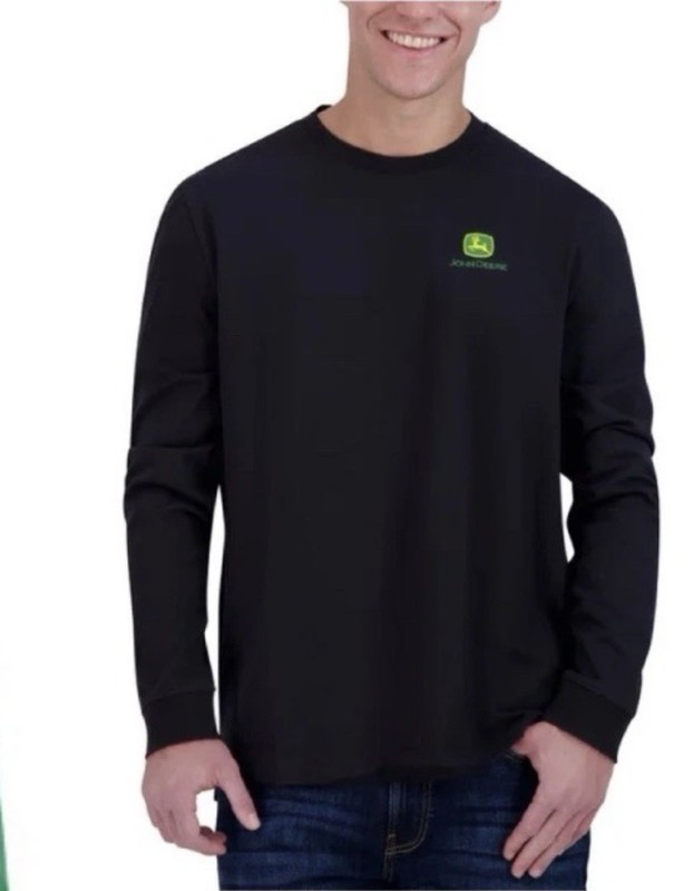 John Deere Men’s XL Long Sleeve Tshirt Black Embroidery logo 100% cotton NWT
