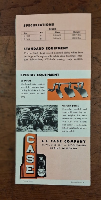 CASE ,"M" SERIES Disk Harrow 1940s Dealer Brochure Pamplet. Mint Condition gallery