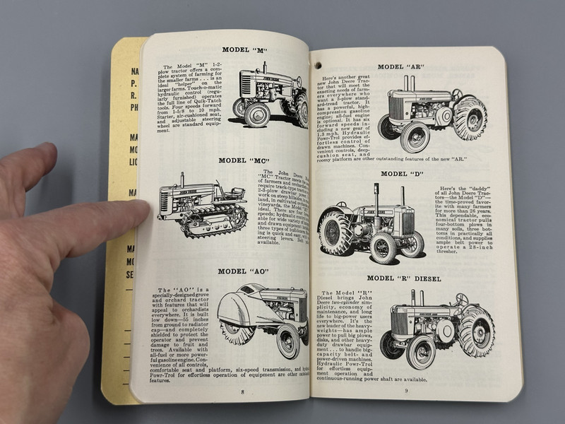 1952 1953 JOHN DEERE Farm Advertising POCKET LEDGER Tractor ROGERS Minnesota EX+ gallery