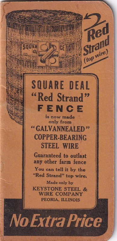 Red Strand Square Deal Fence Steel Wire Vintage Pocket Memo Book Unused