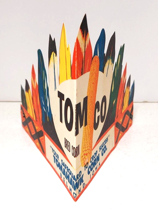 Vintage Tomahawk Corn Co. Tomco Bred Corn Belmond Iowa Indian Headdress Ephemera
