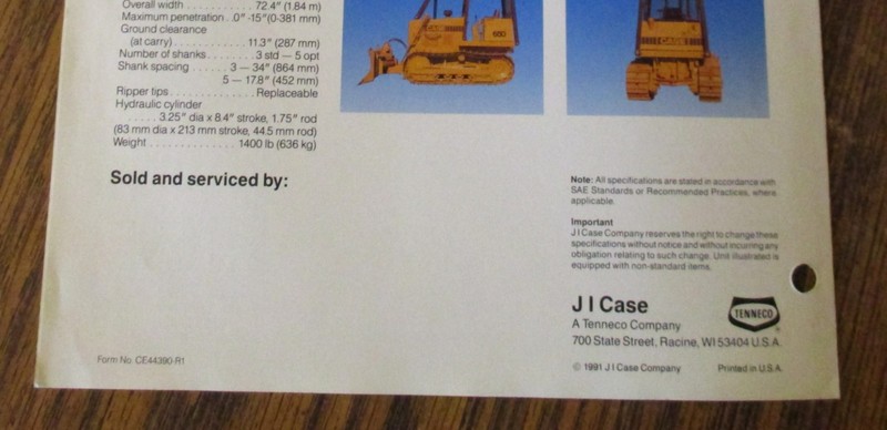 Case 650 Dozer Crawler Sales Brochure Literature Ad CE44390-R1 Dated 1991 gallery