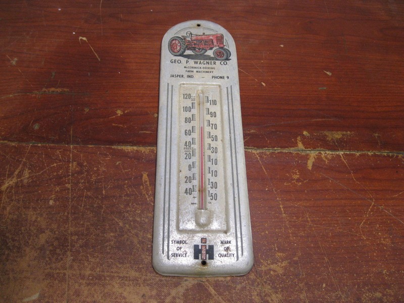 Original IH Farmall McCormick Deering Painted Metal Thermometer Sign