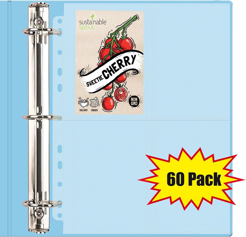 60 Pack 240 Pockets Seed Packet Sleeves, Garden Seed Storage Organizer Pages for gallery