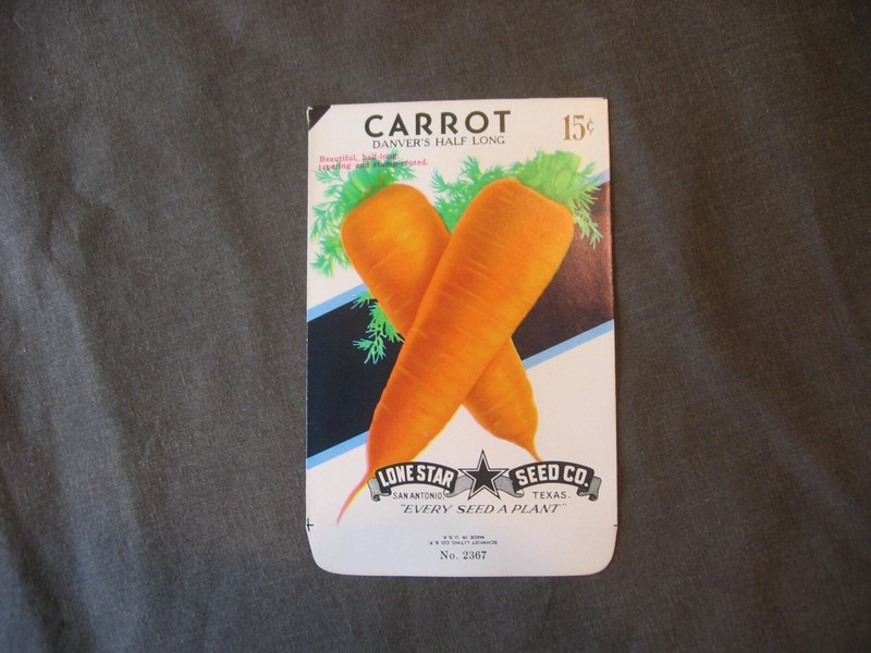 Seed packets Lone Star seed co. Carrot Danvers half long